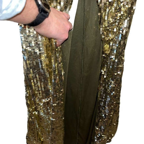 MAC DUGGAL 93540 dress gold 6 sequin one shoulder formal gown maxi wedding prom - Picture 7 of 16